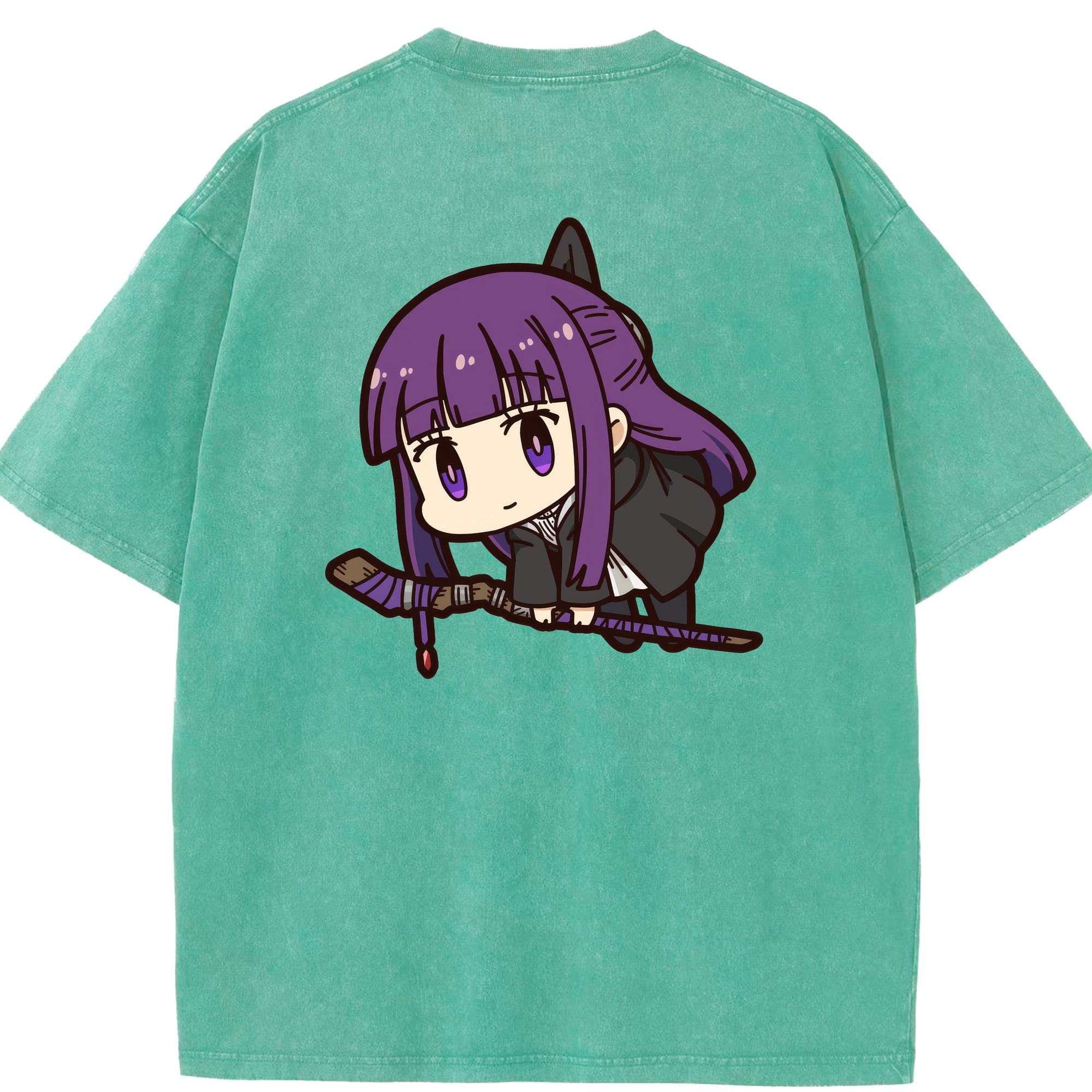 （画像用） 葬送のフリーレン Frieren 綿100% ヴィンテージ風 半袖Tシャツ（背面プリント）
